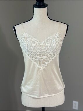 Vintage Lace Ivory Lace Trim Satin Camisole 90s Minimalist